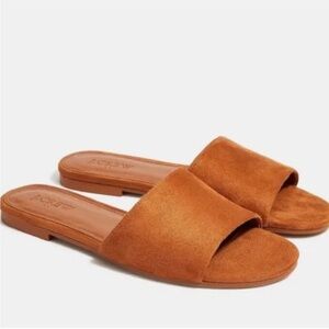J. Crew Factory Microsuede Single Strap Slide Sandals